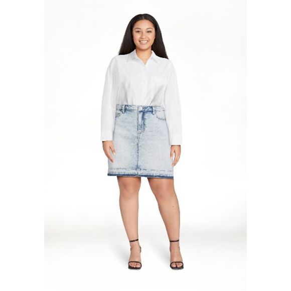 Women’s Denim Acid Washed Comfy Released Hem Mini Shirt Size 18 - Picture 7 of 11